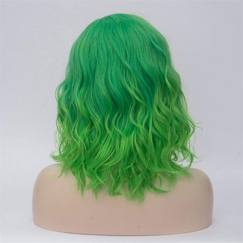 Cying Lin Short Bob Wavy Curly Wig Ombre Green Wig For Women Cosplay Halloween Wigs Heat Resistant Bob Party Wig Include Wig Cap (Ombre Green)