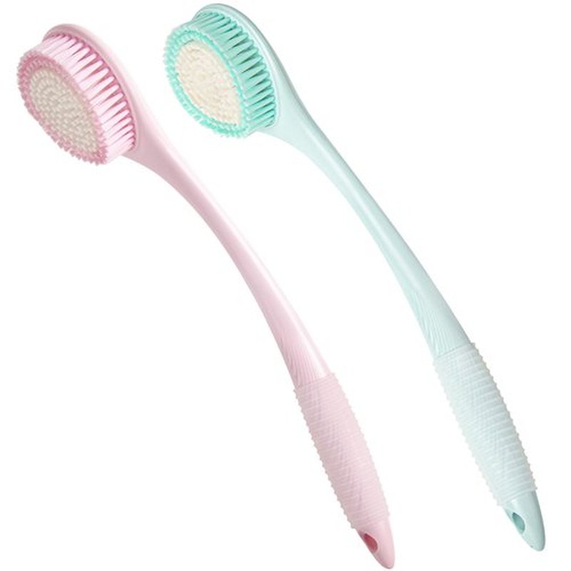 BEDELITE Back Bath Brush Long Handle for Shower of 2 - Soft Shower Brush for Men & Women,Back Brush Scrubber - 16.4" Long Skin Exfoliator for Bath Scrubber Body Brush（2 Pack, Blue & Pink）