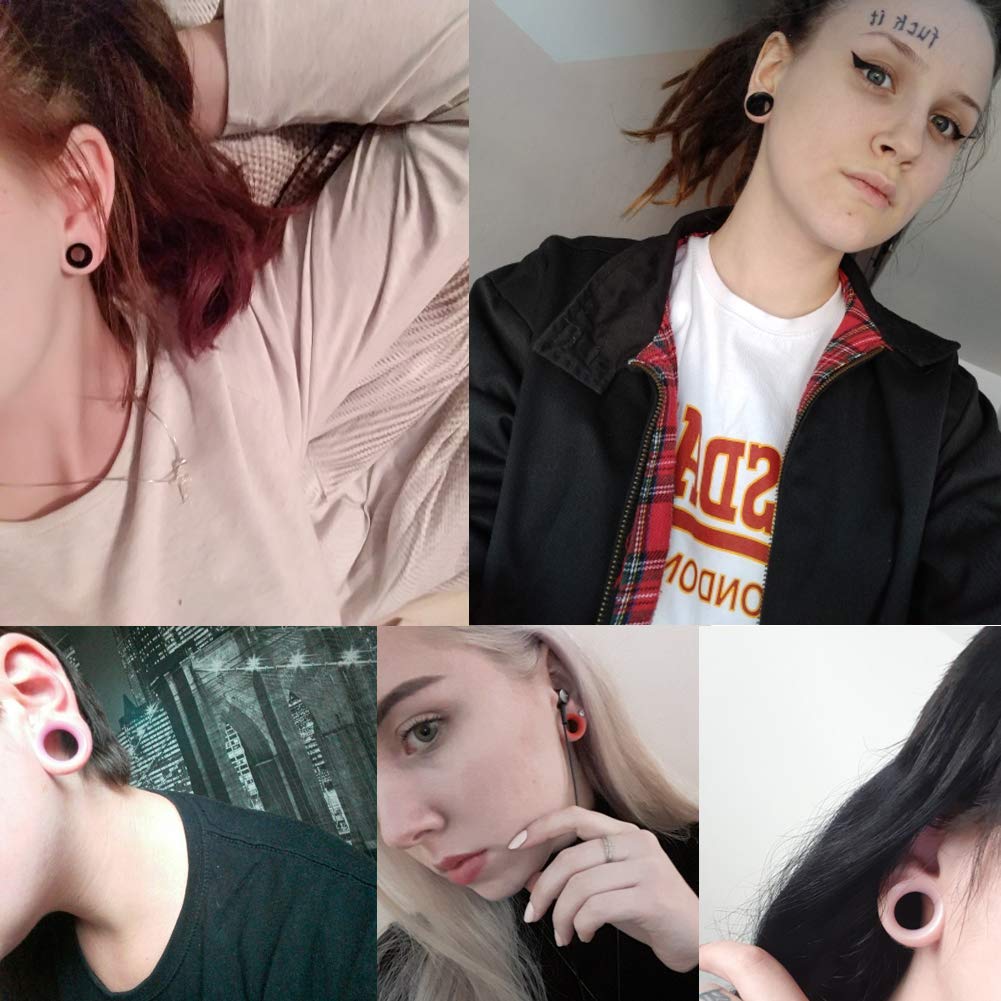 Xpircn Thin Silicone Ear Plugs Tunnels Flexible Ear Earlets Ear Gauges Expander Stretchers Double Flared Flesh Ear Piercing Jewelry 2G (6mm)