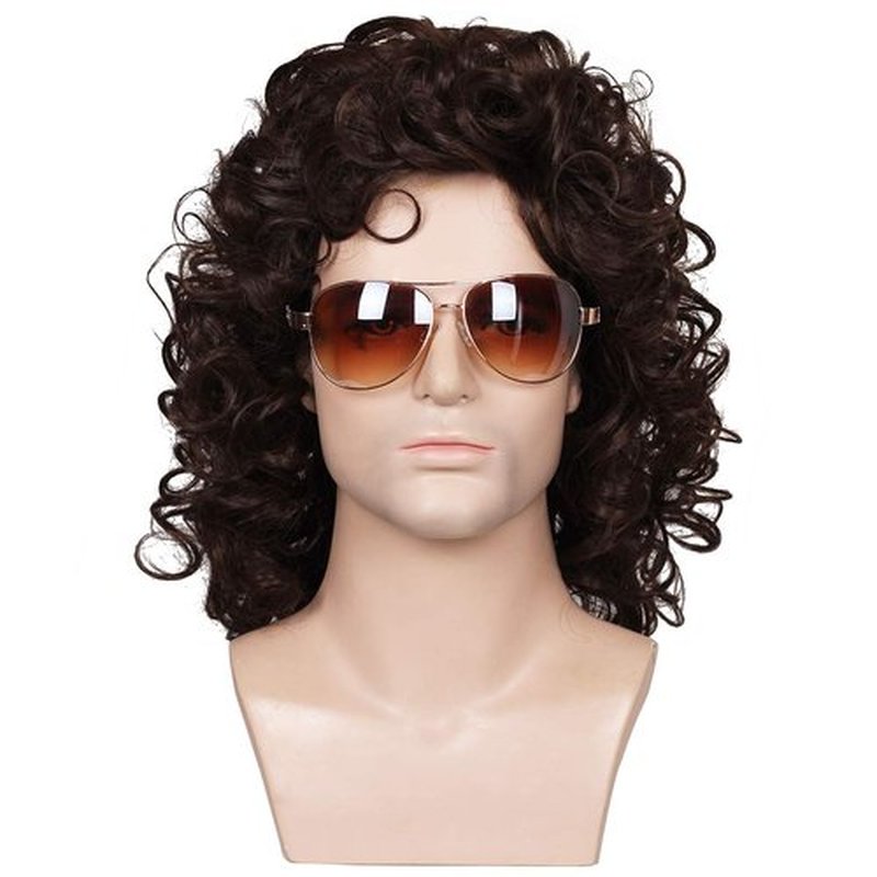 FantaLook Short Curly Brown Halloween Cosplay Wig for Men