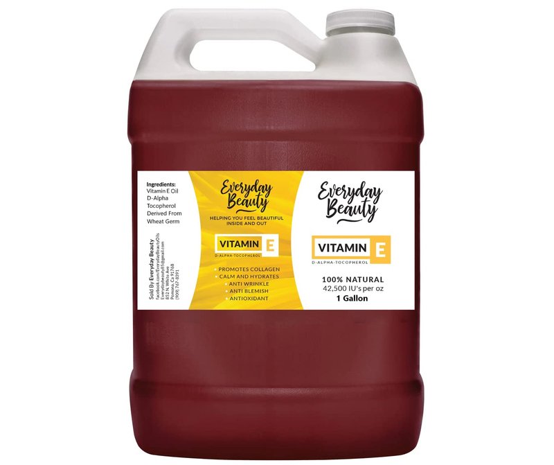 Vitamin E Oil - 100% Pure D-Alpha Tocopherol - 1 Gallon for Face, Body & Hair | Thick Amber Color, Nutty Aroma