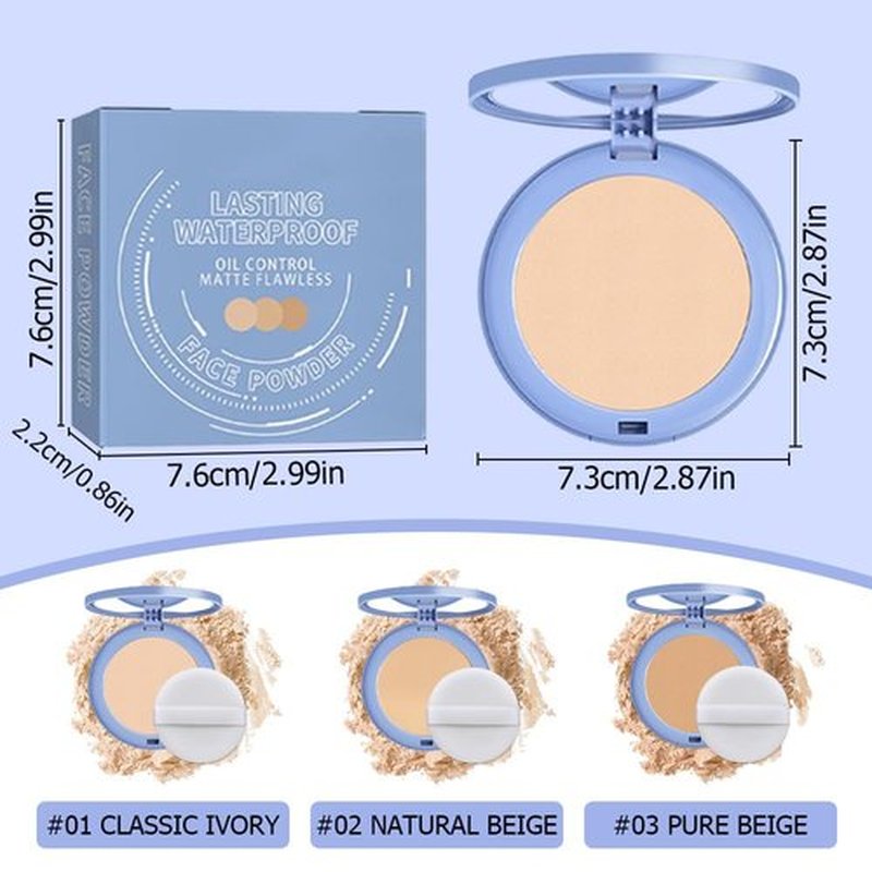 Matte Perfection Pressed Powder, Matte Smooth Setting Powder Makeup, Oil Control Face Pressed Powder, Waterproof Finishing Powder Long Lasting (#02 NATURAL BEIGE, 0.3 Ounce)