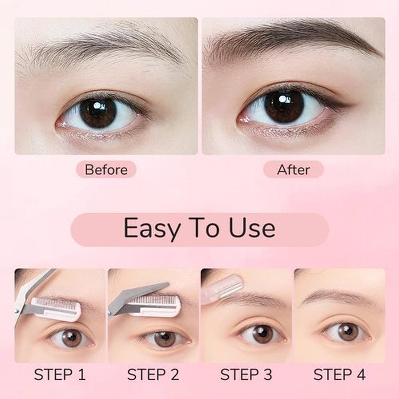 Eyebrow Trimmer Scissors for Women,Non-Slip Stainless Steel Eyebrow Scissors with Comb,2 in 1 Portable Professional Eyebrow Trimmer,Eyebrow Razor Makeup Tool (3 Pcs (Black))