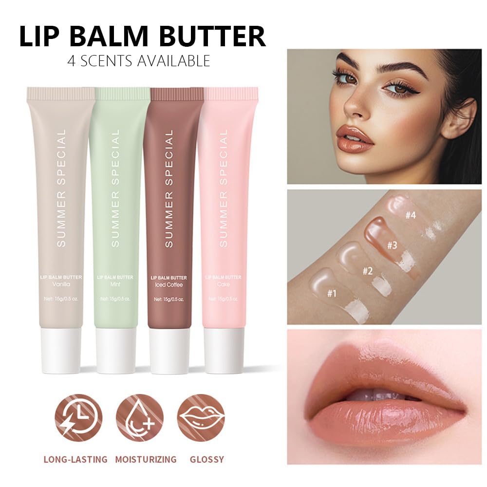 HHLTOH Summer Special Butter Lip Balm – Ultra-Hydrating Lip Care with Shea Butter & Olive Oil, Soothes Dry Lips with Natural Tint & Gloss Effect, Lip Plumper Moisture & Light Lip Stain Finish #2 Mint