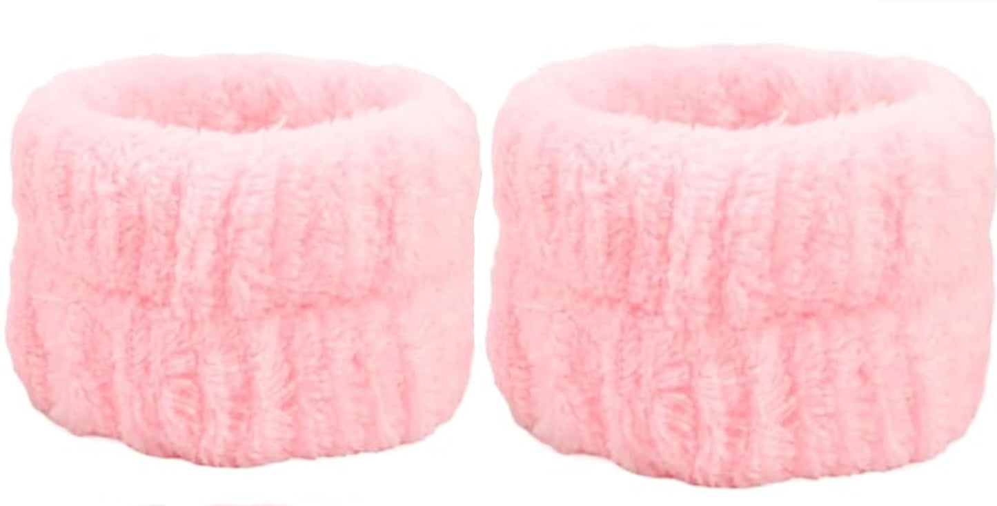 Shimmer Anna Shine 5-Piece Spa Gift Set – Pink Facial Headband, Hair Clip & Wristbands, One-Size Skincare Accessories for Makeup, Face Washing & Self-Care