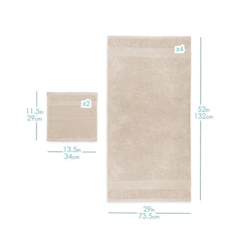 Hearth & Harbor Bath Towels for Bathroom - 100% Ring Spun Cotton Luxury Bathroom Towels - Soft & Highly Absorbent Bath Towels Set, 10 Piece Set (2 Bath Towels, 2 Hand Towels, 6 Washcloths) - Cream