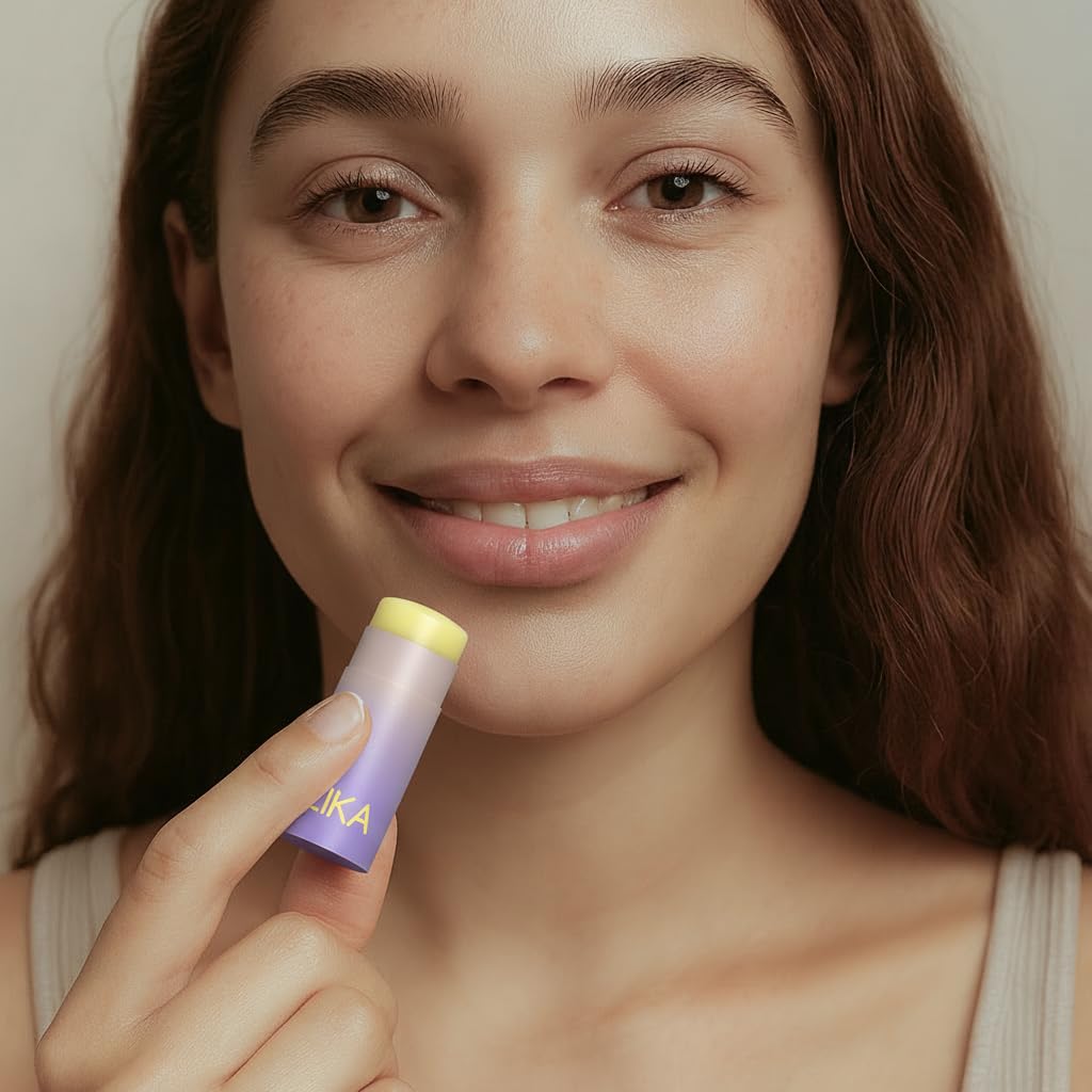 ILIKA 100% Natural Lip Balm - Organic, Plastic-free, Vegan, Vitamin E, COSMOS Certified, 4-Pack Essential Collection - Ginger Lemon, Eucalyptus Mint, Lavender Chamomile, Almond Cardamom Rose, 0.15 oz