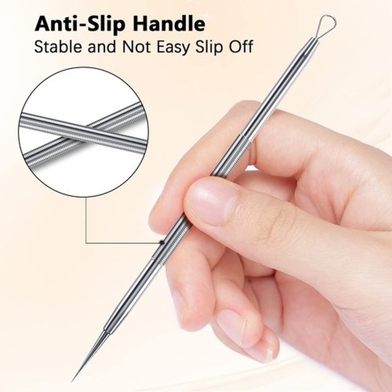 TAYTHI Blackhead Remover Tool, Pimple Popper Tool Kit, Blackhead Extractor Tool for Face, Extractor Tool for Comedone Zit Acne Whitehead Blemish, Stainless Steel Extraction Tools (Pack of 2)