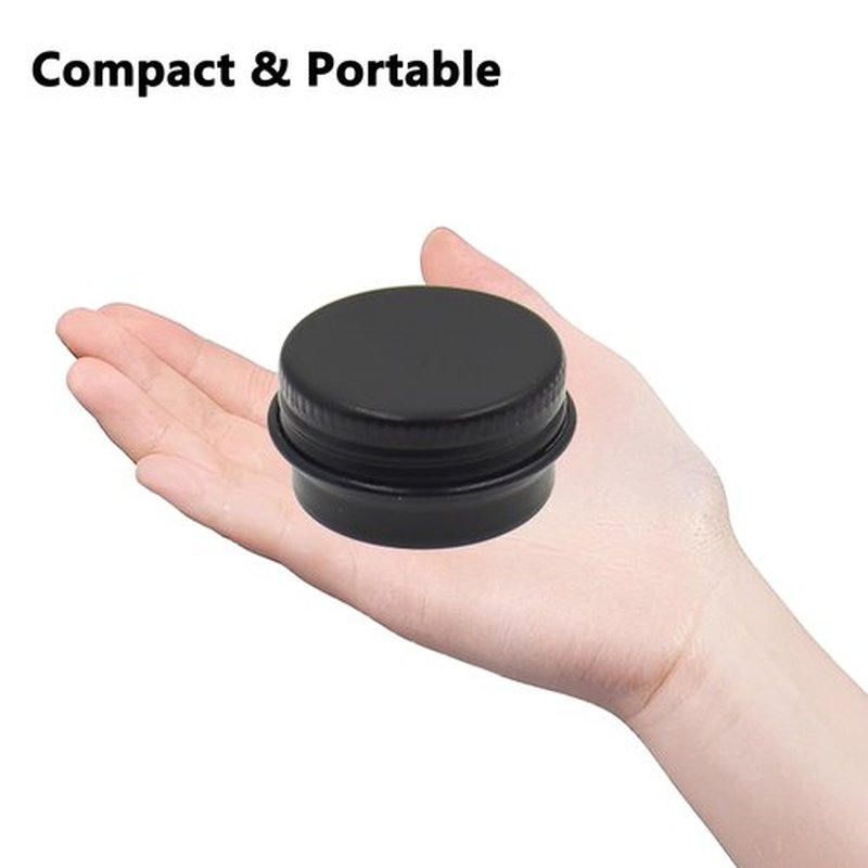 Aluminum Tin Jars Containers,ULIFESTAR Leak Proof Cosmetic Tin Jars Containers,Round Tin Cans with Lids,10PCS Black Cosmetic Sample Refillable Containers for Spice (0.18 ounces 25*15mm/0.98*0.59")
