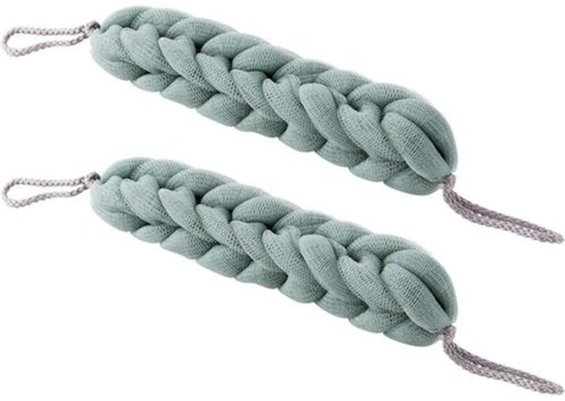 AARainbow 2 Packs Long Stretch Back Sponge with Rope Handles Back Scrubber Bath Shower Mesh Sponge Exfoliating Body Scrub Stretch Braided Loofah for Men and Women (2 Green)