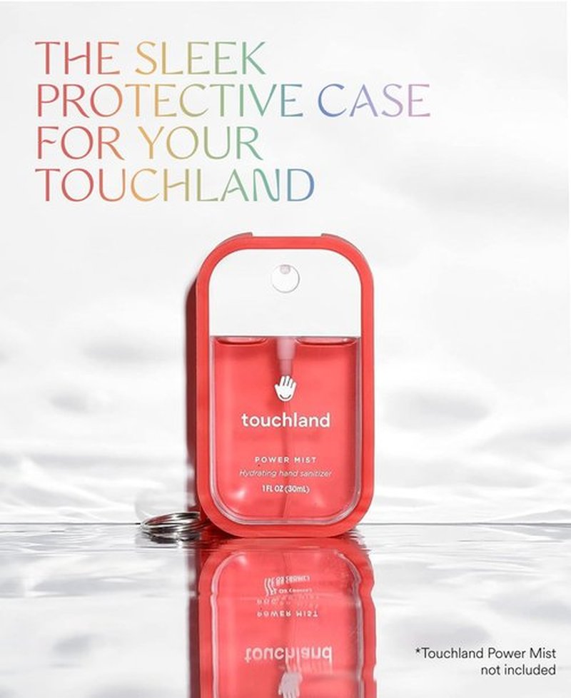 Touchland Mist Case for Power Mist and Glow Mist (1FL OZ), Protective and Stylish Hand Sanitizer Spray Accessory, Silicone Case with Keyring, Candy Red