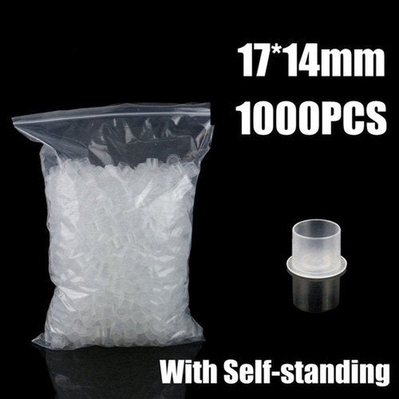 Tattoo Ink Caps Medium - 1000PCS Disposable Plastic Tattoo Ink Cap with Base Tattoo Cups for Tattooing, Tattoo Ink, Tattoo Supplies (14 12mm)