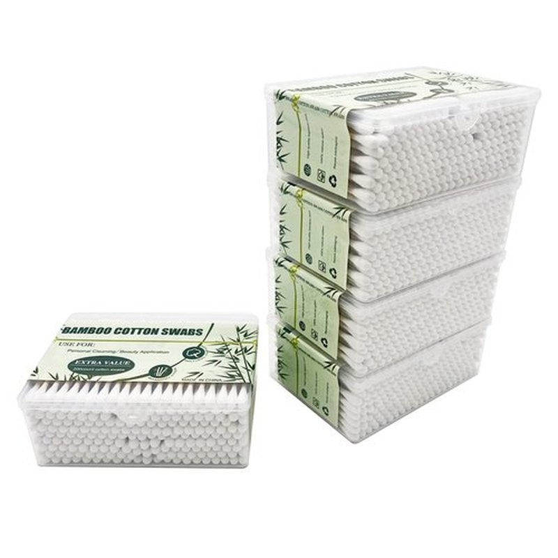 Bamboo Cotton Swabs, Biodegradable Wood Cotton Buds 1000pcs
