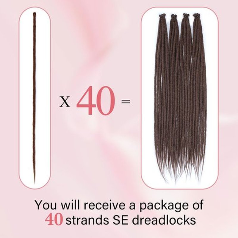 24 Inch 40 Strands Dreadlock Hair Extensions,Synthetic Hippie Single Ended Handmade Dreads,Thin 0.6cm Width Straight Reggae Style Dreadlocks for Woman,#8
