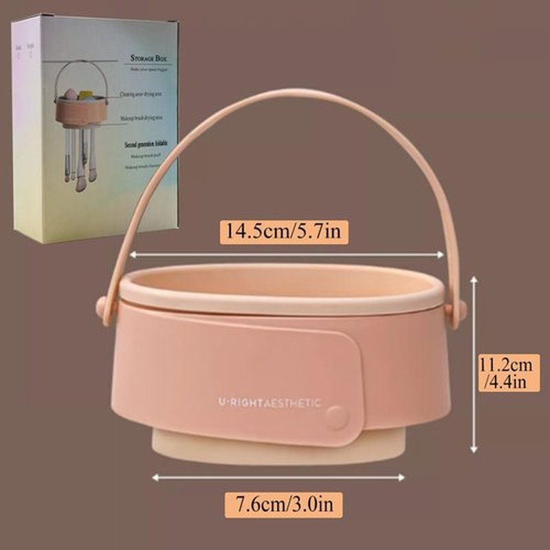 Makeup Brush Cleaner Mat,3 in 1 Upgraded Foldable Silicone Makeup Brush Cleaner Cosmetic Brush Cleaner Makeup Brush Scrubber Bowl for Cleaning, Organizer And Upside Down Drying(Foldable Khaki)
