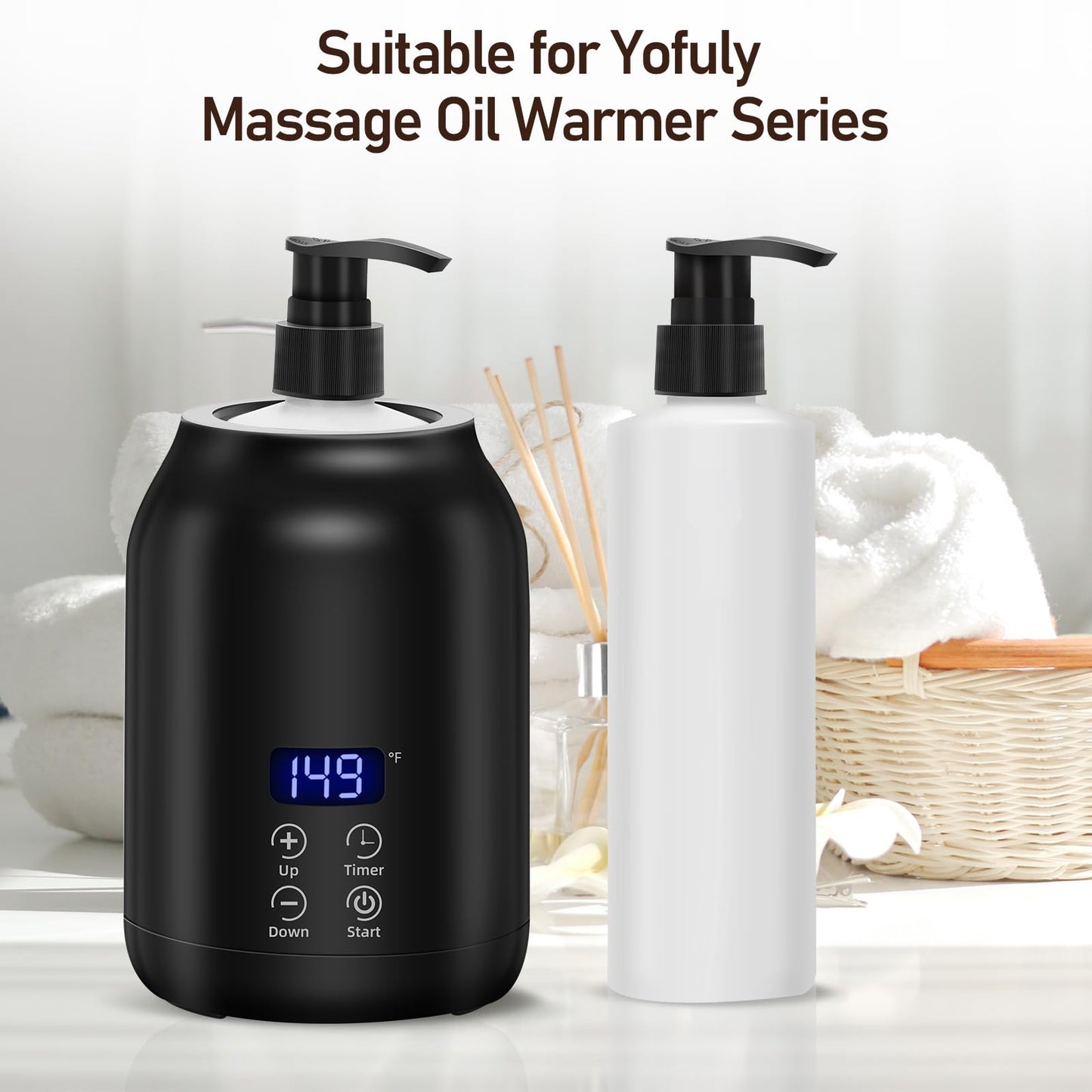 Yofuly Massage Oil Warmer Heater, Ambient Light Body Lotion Heated Machine with Two Dispenser Bottles, Professional Massage Therapy Kit with Gua Sha and Facial Roller, White