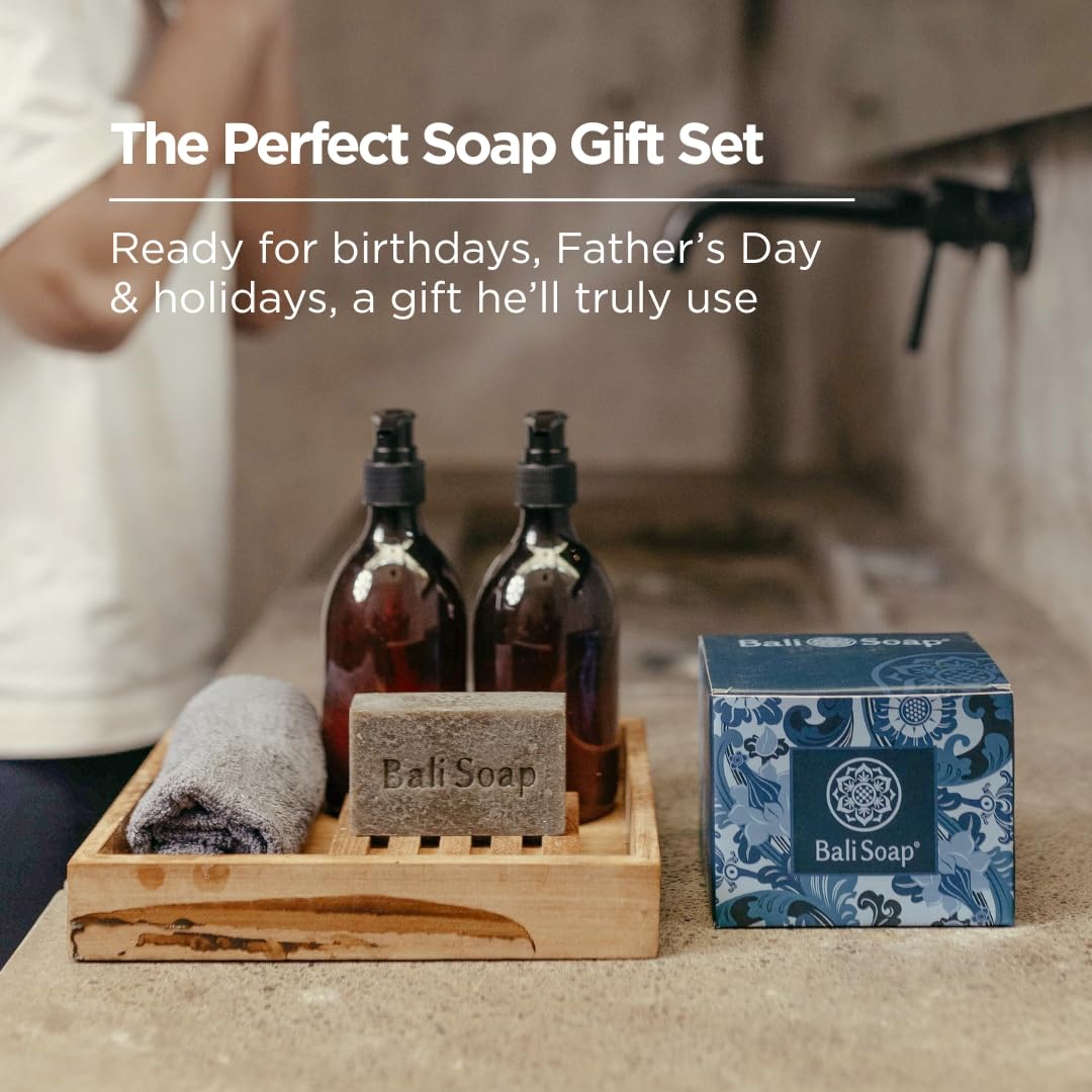 Bali Soap Natural Men’s Soap Gift Set - 6 Pack Handmade Cold Process Bar Soap for Men, Masculine Wood & Spice Scents - for Father’s Day, Birthday, Holiday