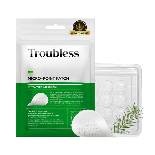 Troubless Micro-Point Pimple Patch - Korean Clear Pimple patched for Face/Micro Needle Pimple Patch with TeaTree Oil/Trouble Care Invisible Patch/Korean Skincare 9 Patches(Pack of 1)