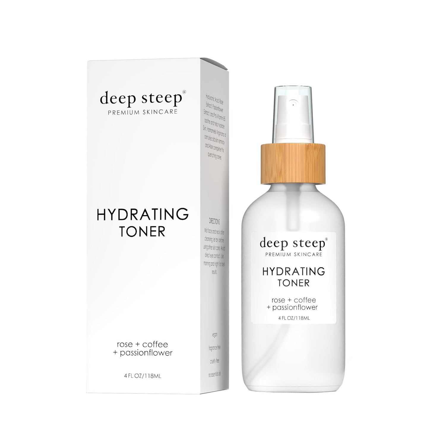 Deep Steep Hydrating Toner, 4 oz – Cooling Facial Mist with Witch Hazel, Rose Water, Hyaluronic Acid, Aloe Vera & Glycerin – Vegan, Clean Beauty Skincare, Hydrated & Balanced Skin