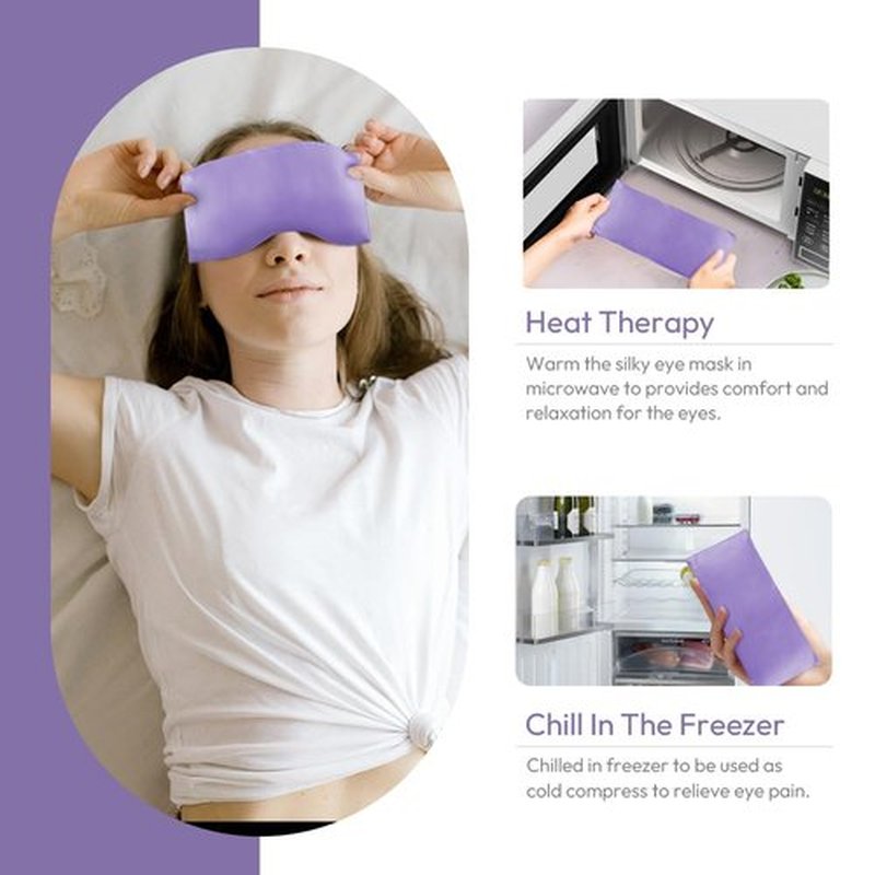 Eye Pillows for Relaxation, Yoga Eye Pillow for Meditation, Microwavable Weighted Eye Pillow for Yoga, Moist Heat & Cold Eye Compress No Scent (Light Purple) - 2 Pack
