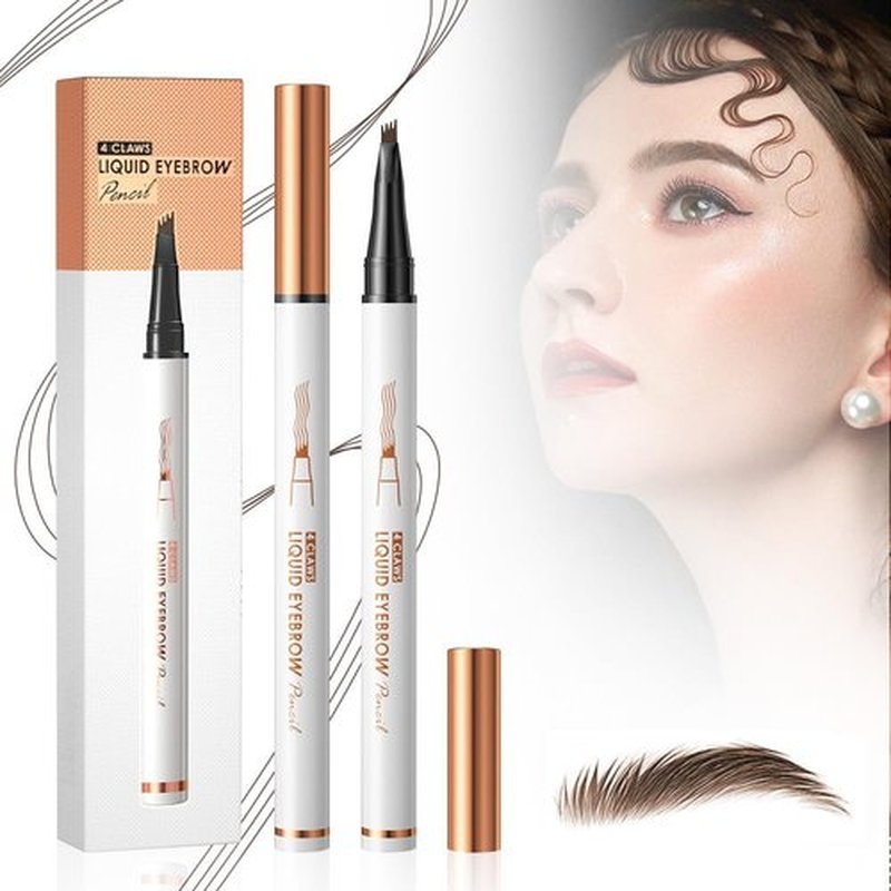 2PCS Waterproof 3D Eyebrow Pencil, 2025 New Magic Microblading Eyebrow Pencil Contouring Pen 4 Tipped Brown Pen, Eye Brown Makeup Long-Lasting Eyebrow Pencil for Women (Dark Brown)