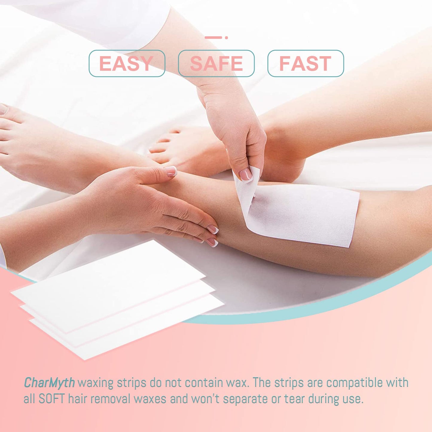 CharMyth Wax Strips Facial and Body Hair Removal Waxing Strips, Non-Woven Wax Strips for Women and Men Body Wax Strips, Wax Strips for Bikini Leg Eyebrow Face Hair Removal (250 PCS)