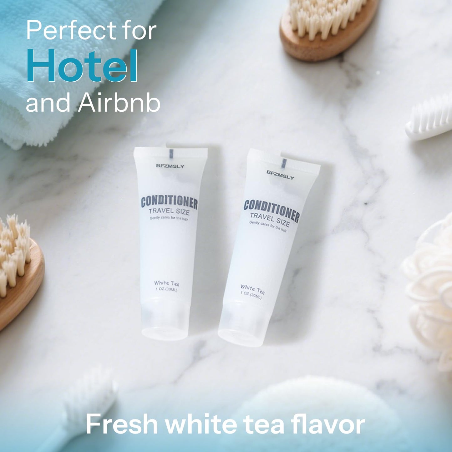 BFZMSLY 50 Pack Bulk Travel Size Conditioner, 1 fl oz White Tea Scent, Mini Hotel Conditioner for Guests, TSA Approved, Individual Tubes for Hotels, Airbnb, Vacation Rentals, Hospitality Toiletries