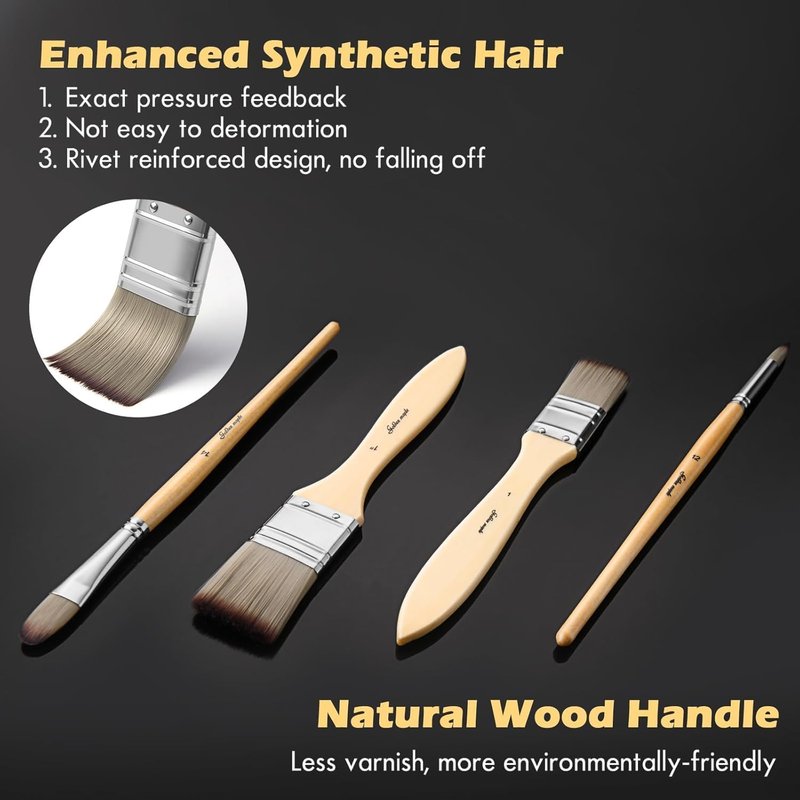 Acrylic Paint Brush Set - 25 PCS Enhanced Synthetic Brushes for Acrylic, Oil & Watercolor | Includes Cloth Roll & Palette Knife