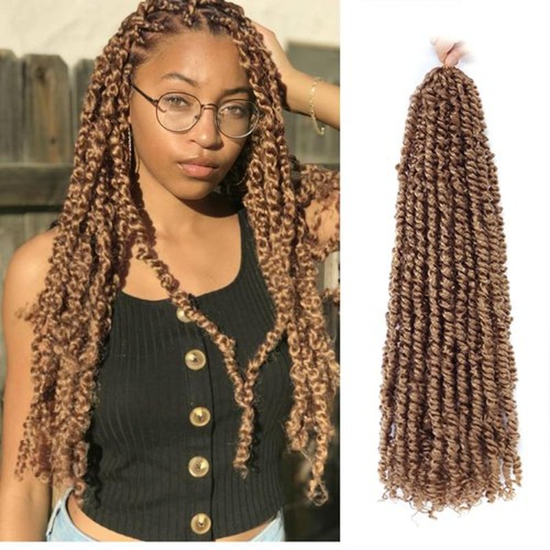 Felek Passion Twist Crochet Hair 18inch 8 Packs Honey Blonde Color Pre Looped Twist Crochet Hair For Black Women Natural Soft Pre Twisted Passion Twist Crochet Hair (#27, 18inch)