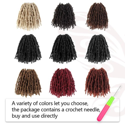 NISEYO NU Short Pre-looped Butterfly Locs Crochet Hair 12 Inch 8 Packs Light Weight & Soft Distressed Locs,1B(Natural Black)