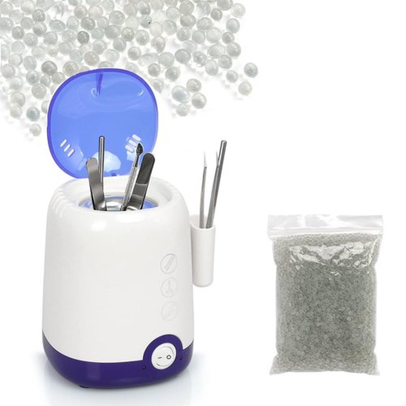 GoLashFun Nail Tool Sterilizer Machine,High Temperature Sterilization Nail Tool Cleaning Pot for Manicure Nail Salon Nipper Hair Cutting Scissors Cleaning Equipment (Blue with Storage Container)