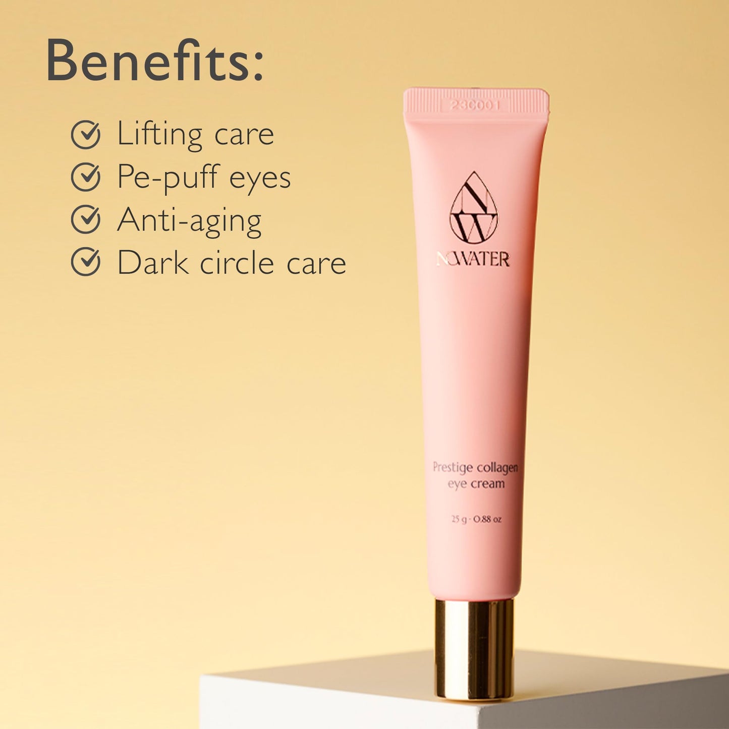 Korean Collagen Eye Cream for Smooth & Refreshed Under Eyes – Lightweight Daily Eye Care with Hydrolyzed Collagen, Beta-Glucan & Niacinamide, Day & Night Formula, NOWATER (0.88 fl oz)