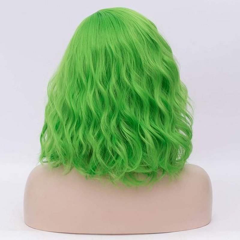 BERON Green Wigs for Womens Short Curly Wavy Wig Girls Light Green Side Part Wigs Shoulder Length Heat Resistant Synthetic Cosplay Party or Daily Used Wigs