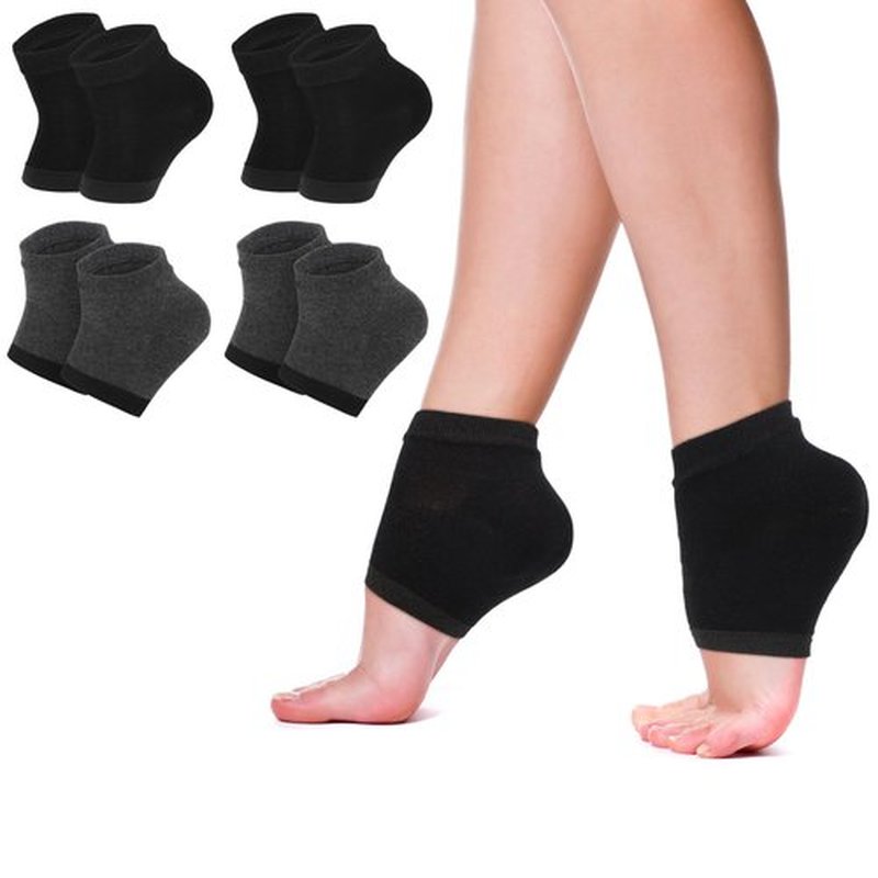 Segbeauty Gel Heel Moisturizing Socks, 8pcs SPA Socks for Women Moisturizing Soften Dry Cracked Feet, 4 Pairs Open Toe Sleeping Foot Sock for Feet Moisture Overnight Foot Care for Men and Women