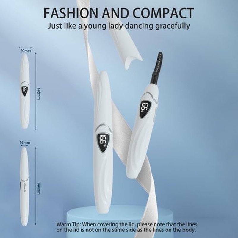 EYECURL Heated Eyelash Curlers, Portable Heated Lash Curler,Heated Eyelash Curler Intelligent Power 0ff, Makeup Electric Eyelash Curler (Bright White, S600-148MM)