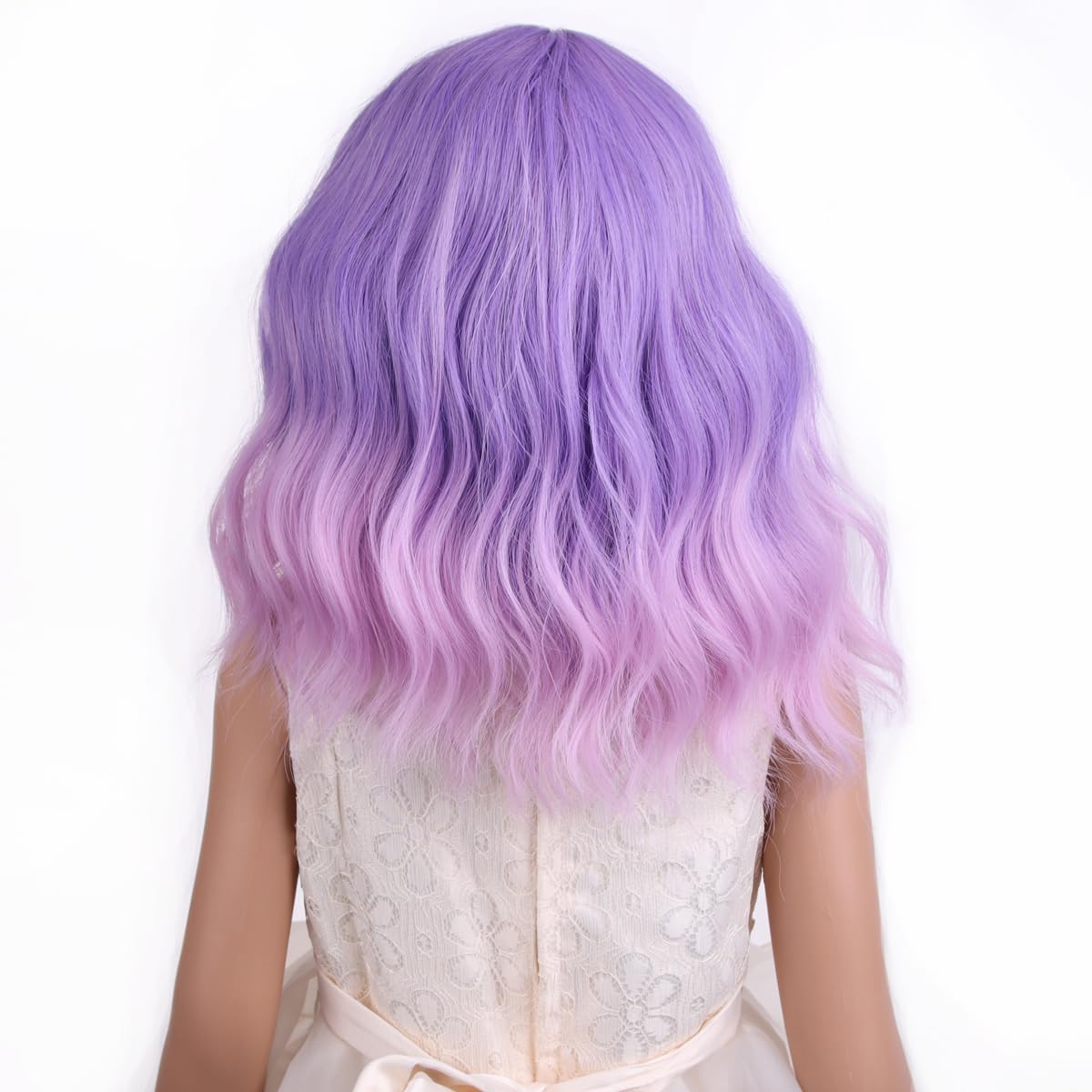 PATTNIUM Kids Child Purple Wig Short Curly Wig Lavender Purple Wig for Kids Light Purple Pink Wig Cosplay Halloween Party Costume Synthetic Hair Girls Wig (Purple Ombre Pink)