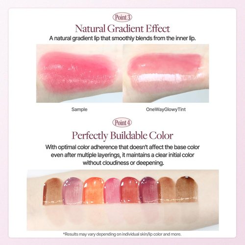 Heart Percent Dote On Mood One Way Glowy Tint, Glass-like High Shine Glossy Finish w/Long-Lasting Luminous Color Lip Stain for Glowy Look, #07. Muted Caramel