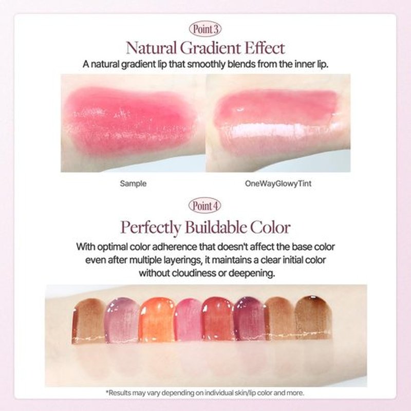 Heart Percent Dote On Mood One Way Glowy Tint, Glass-like High Shine Glossy Finish w/Long-Lasting Luminous Color Lip Stain for Glowy Look, #06. Faded Mauve