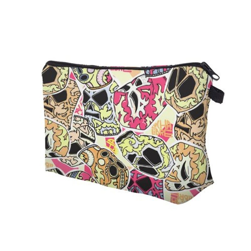 LOOMILOO Toiletry Bag for Women Small, Travel Makeup Pouch Adorable Roomy Travel Water Resistant Cosmetic Purse Accessories Organizer Women Gift(Skull 55604)