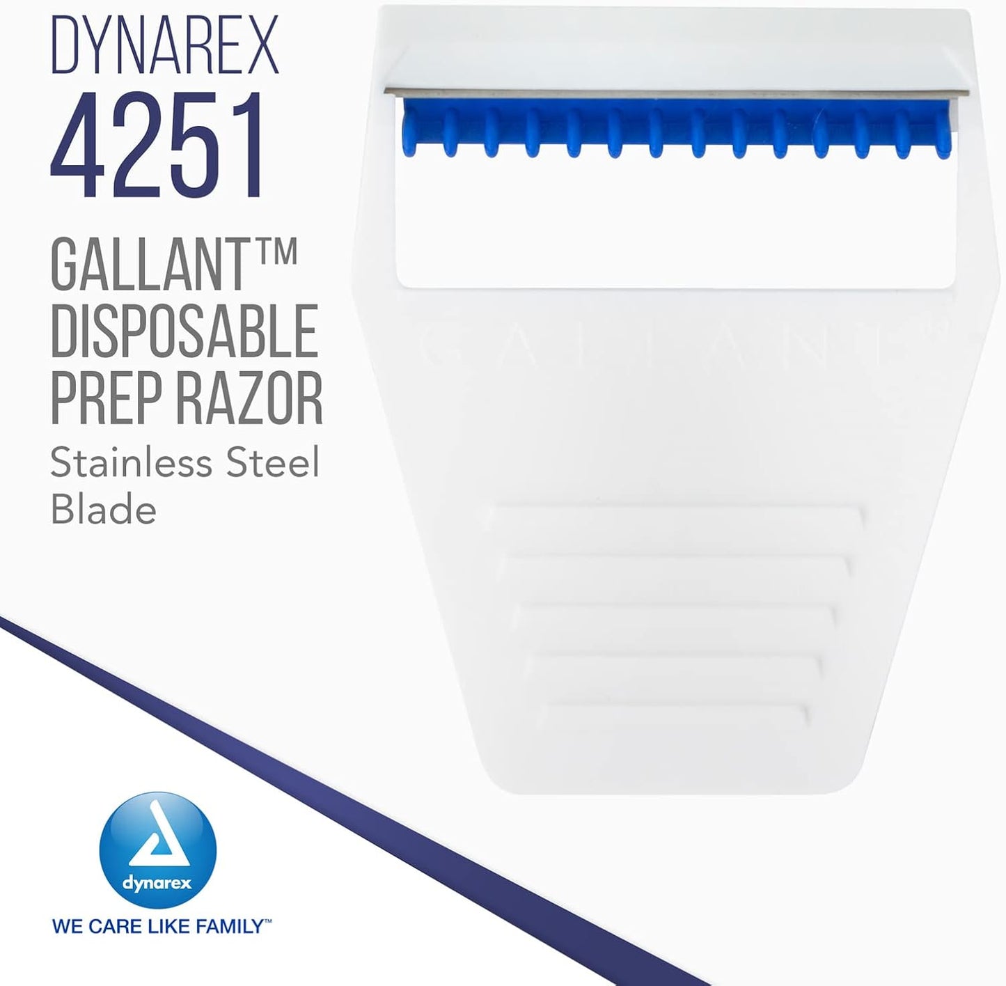 Dynarex Gallant Disposable Prep Razors, Used before ECG and other Procedures, Disposable Razors with Open Design, Ergonomic Surgical Prep Razors, 1 Box of 50 Razors
