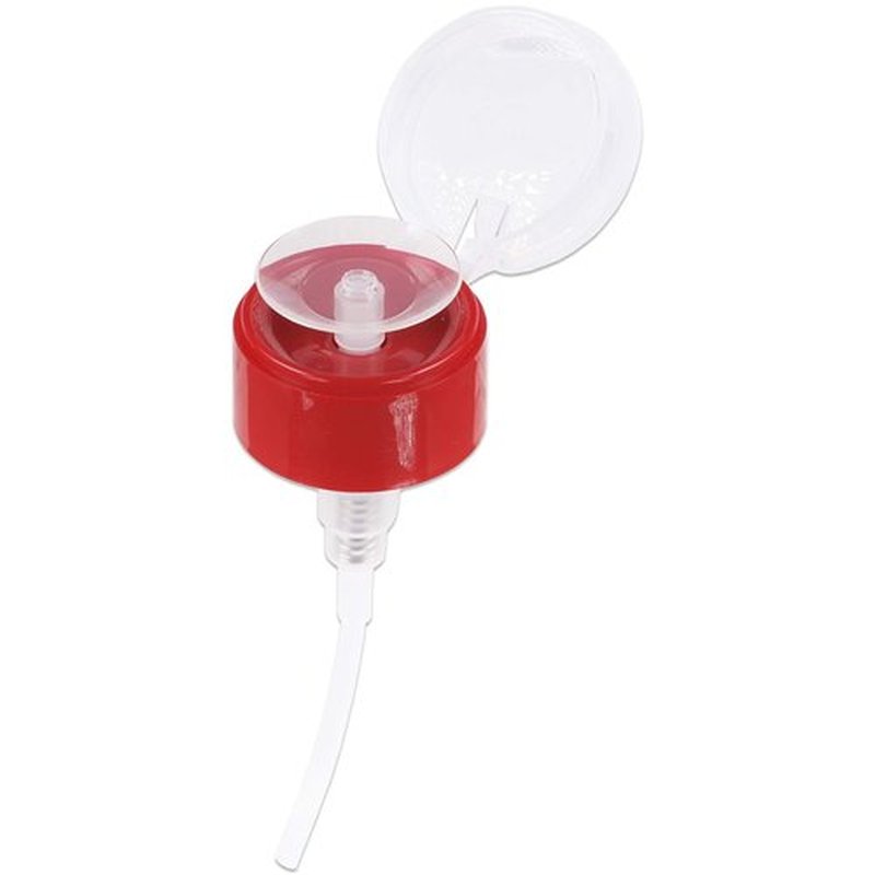 10oz Push Down Pump Dispenser Flip Top Cap Refillable Empty Bottle - Color: Red - Lockable Travel Cosmetic Packaging Empty Bottle for Nail Polish Manicure