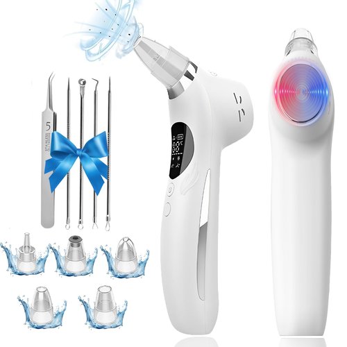 Blackhead Remover Vacuum,USB Interface Type Pore Cleaner with Hot&Cold Compress,Positive&Negative Ion Massage, Blackhead Extractor Pimple Sucker with 5 Adjustable Suction Levels for Men and Women