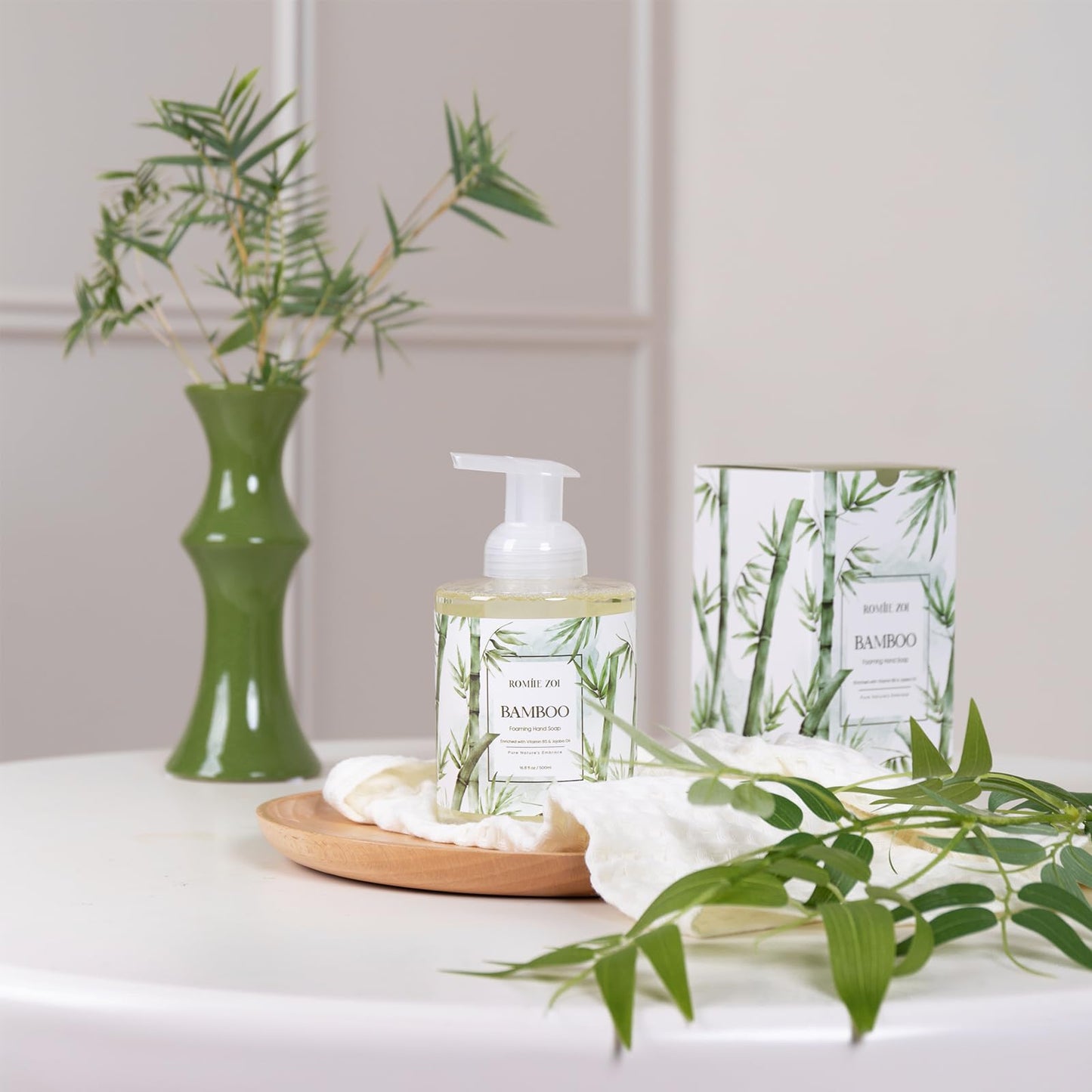ROMIIE ZOI Foaming Hand Soap with Gift Box - Bamboo - Biodegradable Formula Moisture & Revitalize - 500ml/16.8oz