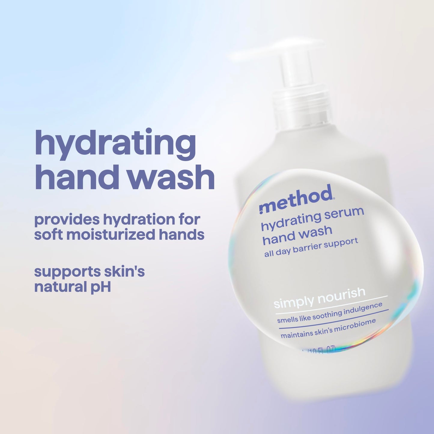 Method Hydrating Serum Hand Wash, Simply Nourish - Gentle, Dermatologist Tested on Sensitive Skin, Notes of Coconut, Rice Milk & Shea Butter, 10 fl oz - 3 Pack