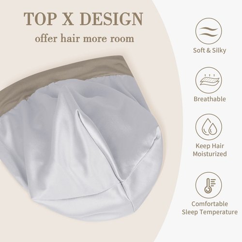Fittia Satin Hair Bonnet for Sleeping, Silky No Frizzy for Curls Care, Adjustable Strap for Non-Slip, Dreadlocks Cap for Women&Men