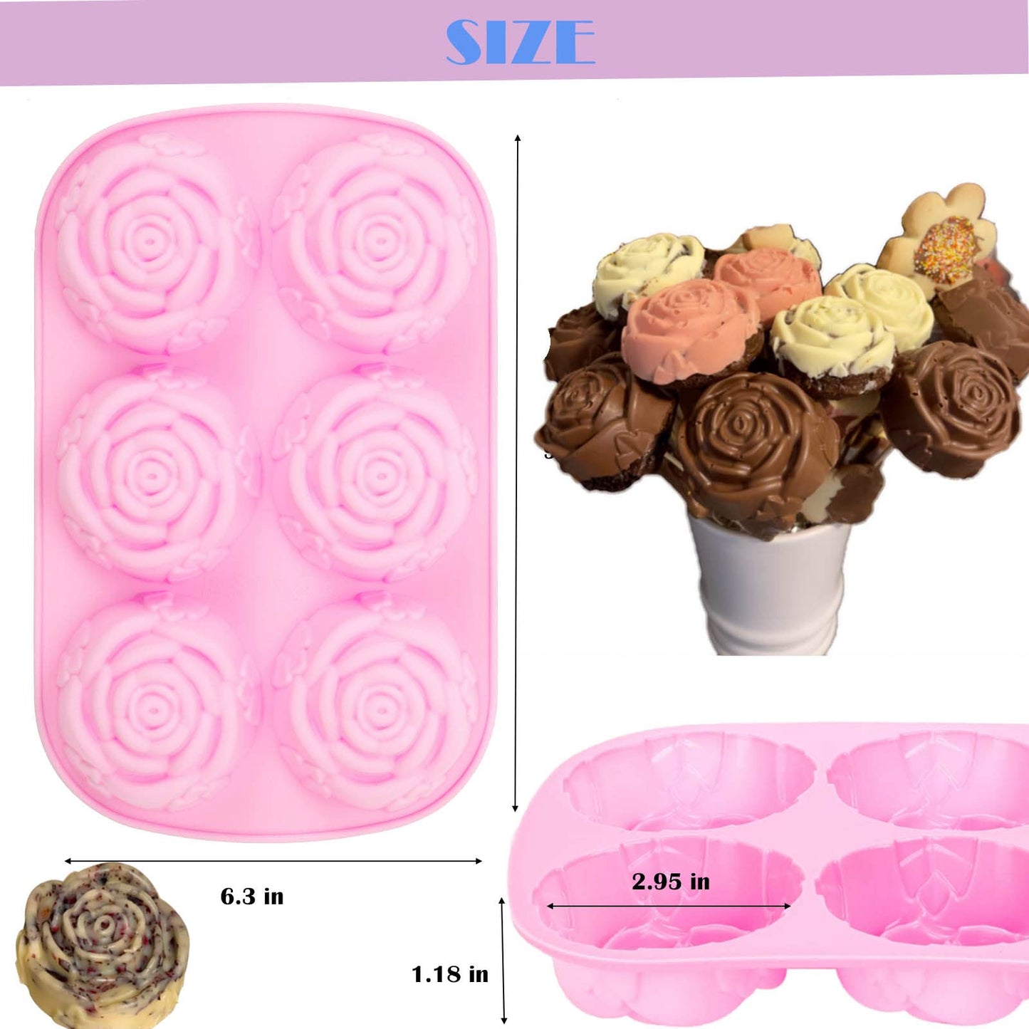 PSKJATIN Soap Molds Silicone Shapes-3PCS 6 Cavities Flower Soap Mold,Silicone Molds for Soap Bath Bombs Shower Steamer Lotion Bars