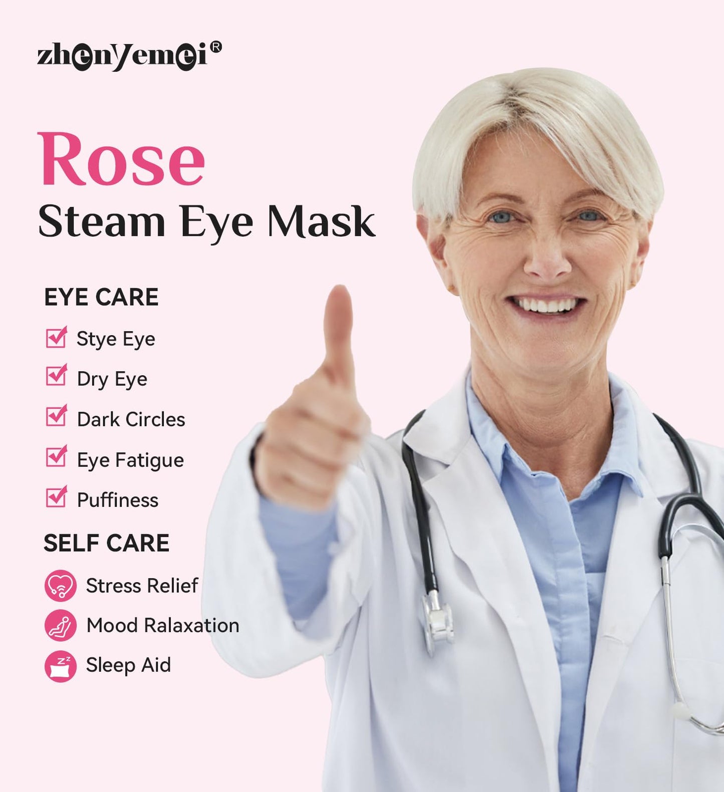 ZHENYEMEI 6 Packs Rose Heated Eye Mask - Heating Eye Mask Warm Compress for Dry Eyes Puffiness Dark Circles Sleep Stye Irritation Stress Relief Self Care Wellness Spa Relaxation Gift