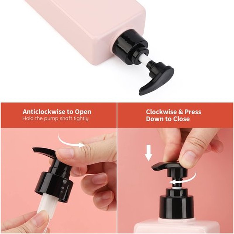 Segbeauty Soap Dispenser Bottle, 3pcs 13.5oz Refillable Pump Shower Bottle with Labels, 400ml Empty Plastic Press Lotion Dispenser Containers for Bathroom Hotel Shampoo Conditioner Body Soap Pink
