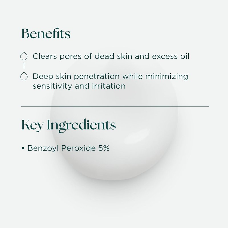 Benzoyl Peroxide Acne Treatment Lotion 5% - Effective for Acne-Prone Skin | Clears Pores & Excess Oil - 2 fl oz