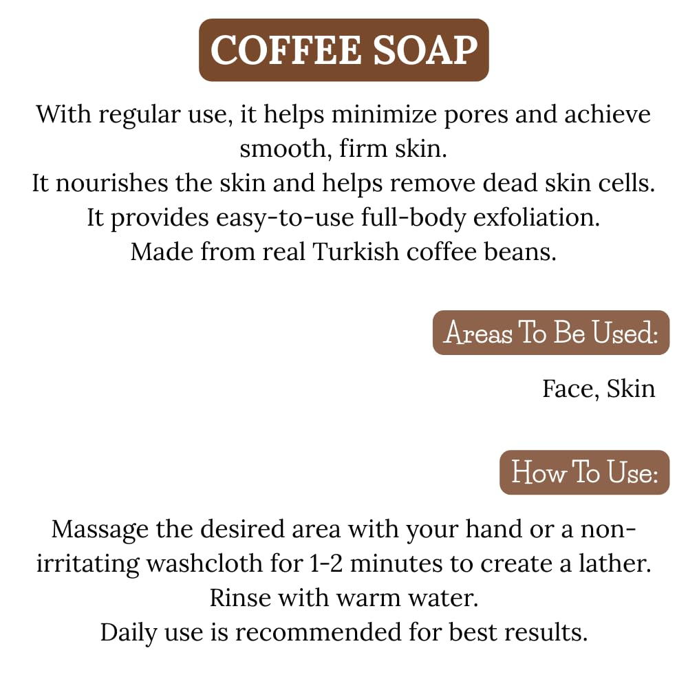 PARK & OZ Natural Coffee Soap with Real Turkish Coffee | Exfoliating Body & Face Bar | Stimulates Circulation & Energizing Coffee Aroma | Handmade Skincare (Coff, 2)